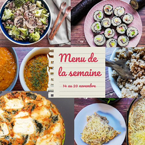 Menu semaine du 14 au 20 novembre 2022