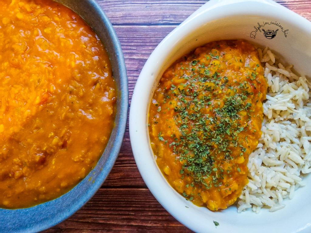 Dhal de lentilles corail et tomates