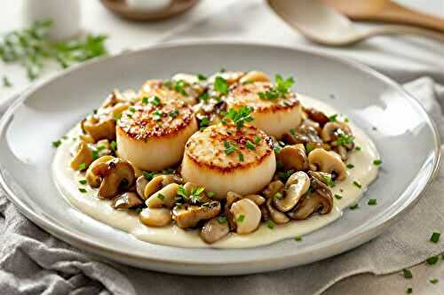 Recette coquille saint-jacques à la bretonne champignons