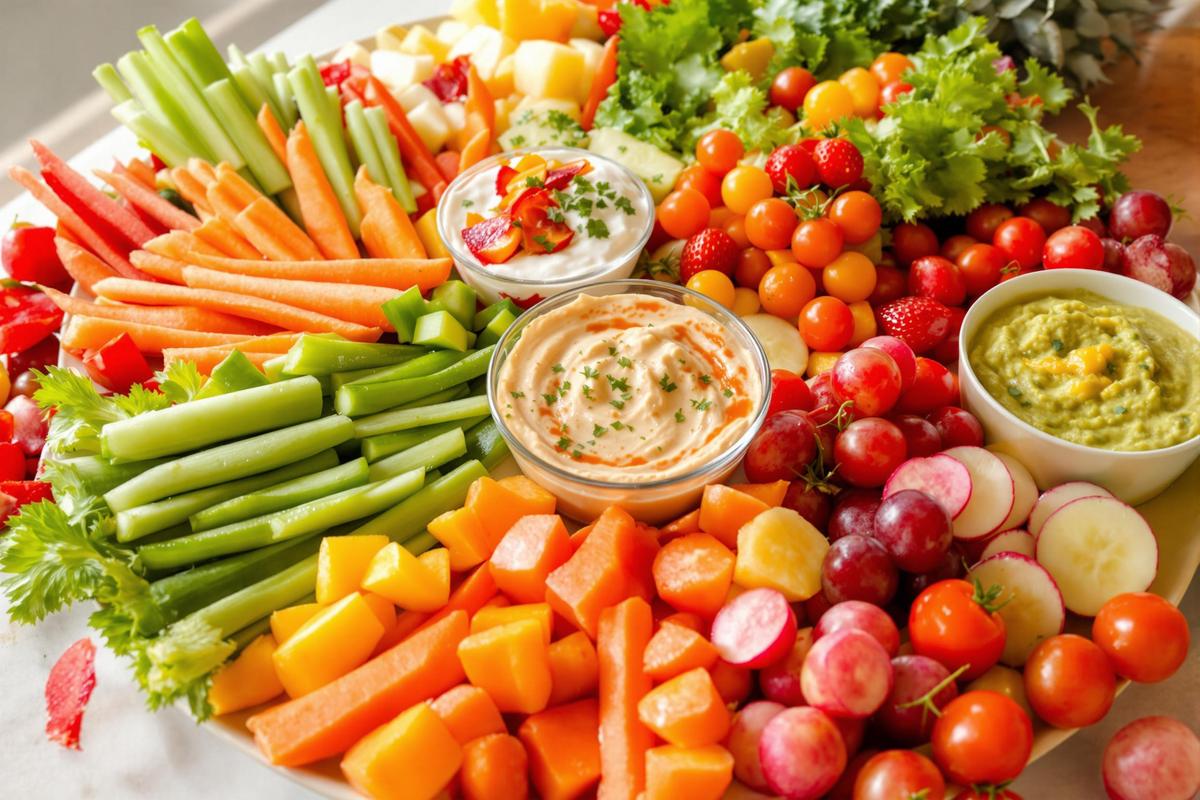 Présentation décoration plateau de crudités