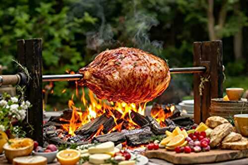 Recette jambon à la broche au feu de bois