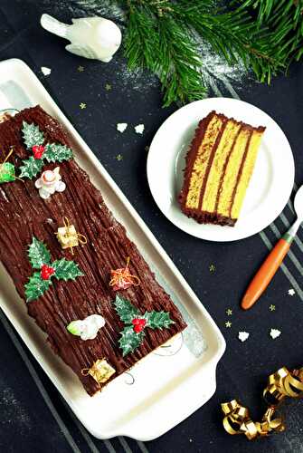Bûche de Noël amande et ganache chocolat Desserts - Recettes vegan