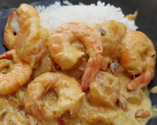 Curry de crevettes mangues-coco