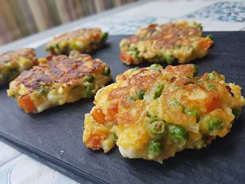 Galettes petits pois, carottes et feta