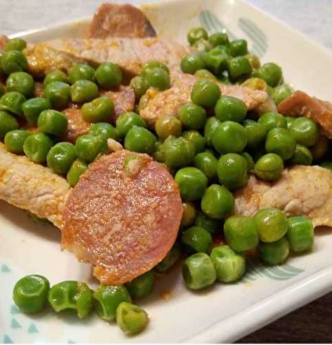 Grillades de veau aux petits pois et chorizo