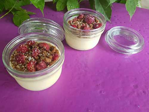 Panna Cotta de mangue et son crumble coco-framboise