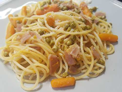 Spaghettis petits pois carottes - Des Grumeaux Dans Ma Cuisine