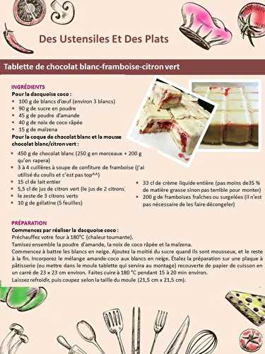 Tablette de chocolat blanc-framboise-citron vert - Des Grumeaux Dans Ma Cuisine