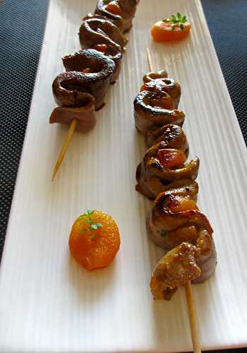 Brochettes d’aiguillettes de canard aux abricots