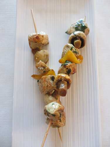 Brochettes de dinde aux champignons