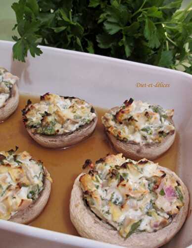 Champignons farcis au fromage blanc et aux herbes