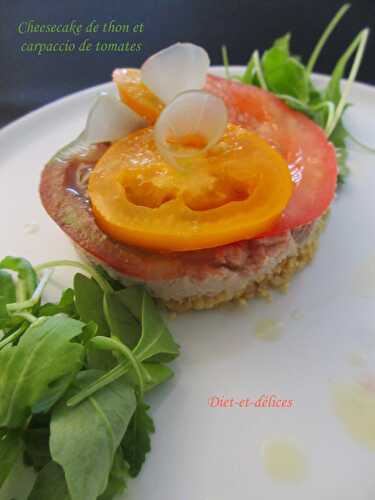 Cheesecake de thon et carpaccio de tomates