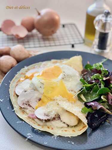 Crêpes complètes, sauce légère et champignons