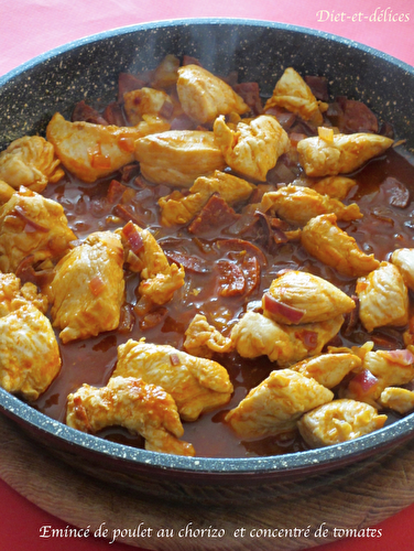 Emincé de poulet au chorizo et concentré de tomates