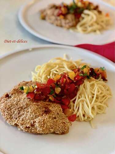 Escalopes milanaises et salsa de tomates cerises