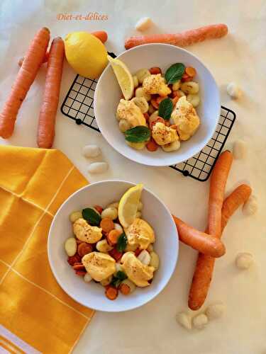 Gnocchi aux carottes poêlées et sauce crémeuse à la carotte