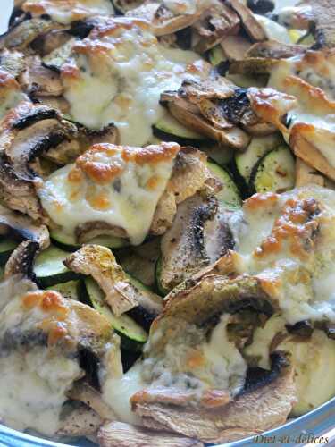 Gratin de champignons et courgettes au pesto