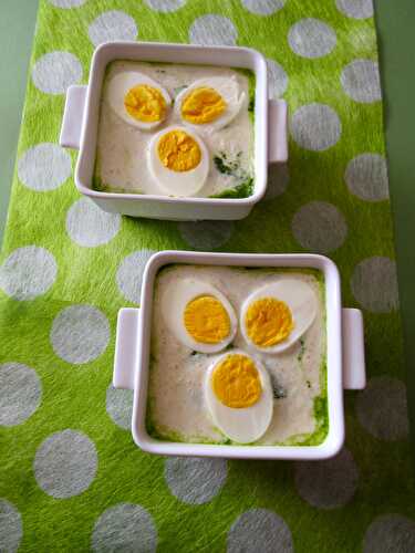 Oeufs durs façon florentine aux feuilles de blettes