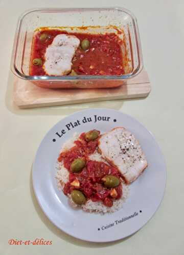 Pavés de cabillaud à la tomate et aux olives