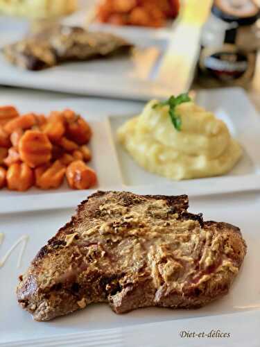 Poire de boeuf grillée à la moutarde de Meaux à la truffe