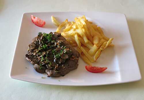 Rumsteak aux champignons et ail confit