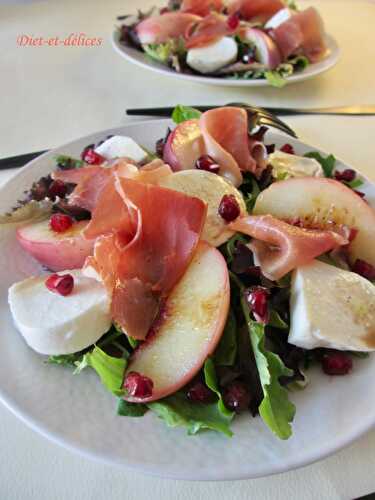 Salade composée aux pêches rôties