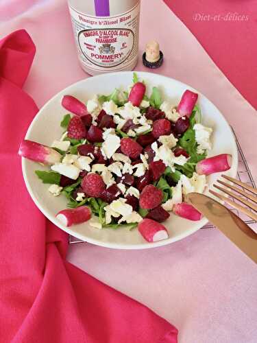 Salade rose à la betterave, framboise et radis
