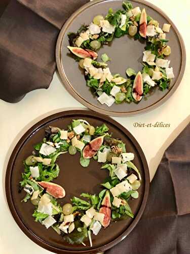 Salade sucrée salée, duo de ravioles au roquefort