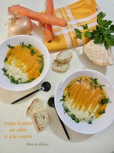 Soupe bicolore au céleri et à la carotte
