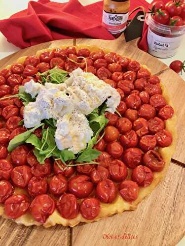 Tatin de tomates cerises au caramel balsamique et à la moutarde