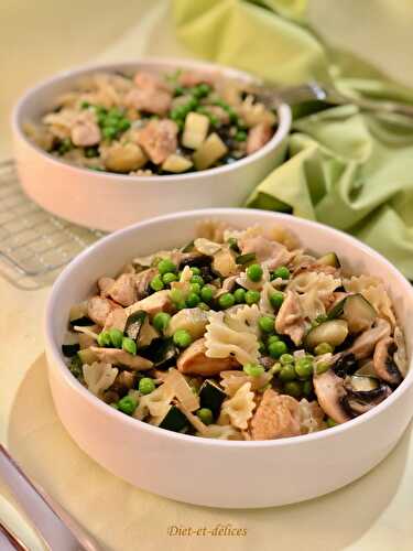 Farfalle au poulet et petits légumes