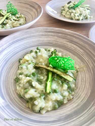 Risotto printanier aux asperges et petits pois