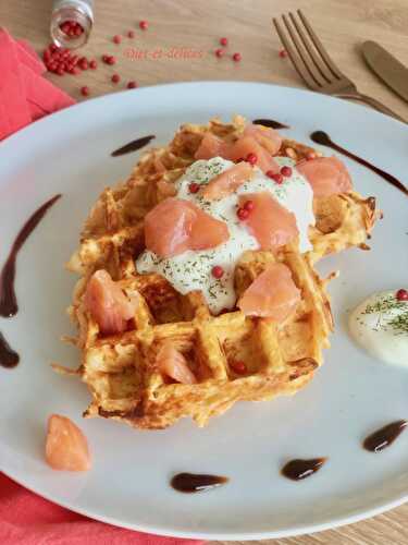 Gaufres de carottes, fromage blanc et saumon fumé