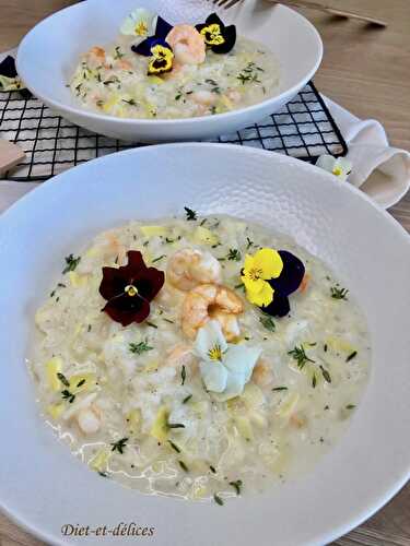 Risotto aux poireaux et crevettes