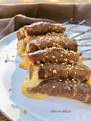 Brochettes yakitori de boeuf au fromage