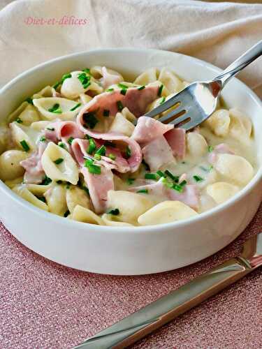 Mini conchiglioni au jambon blanc et sa sauce ultra cheesy