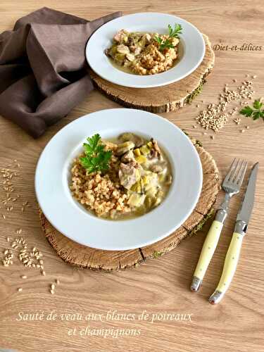 Sauté de veau aux blancs de poireaux et champignons