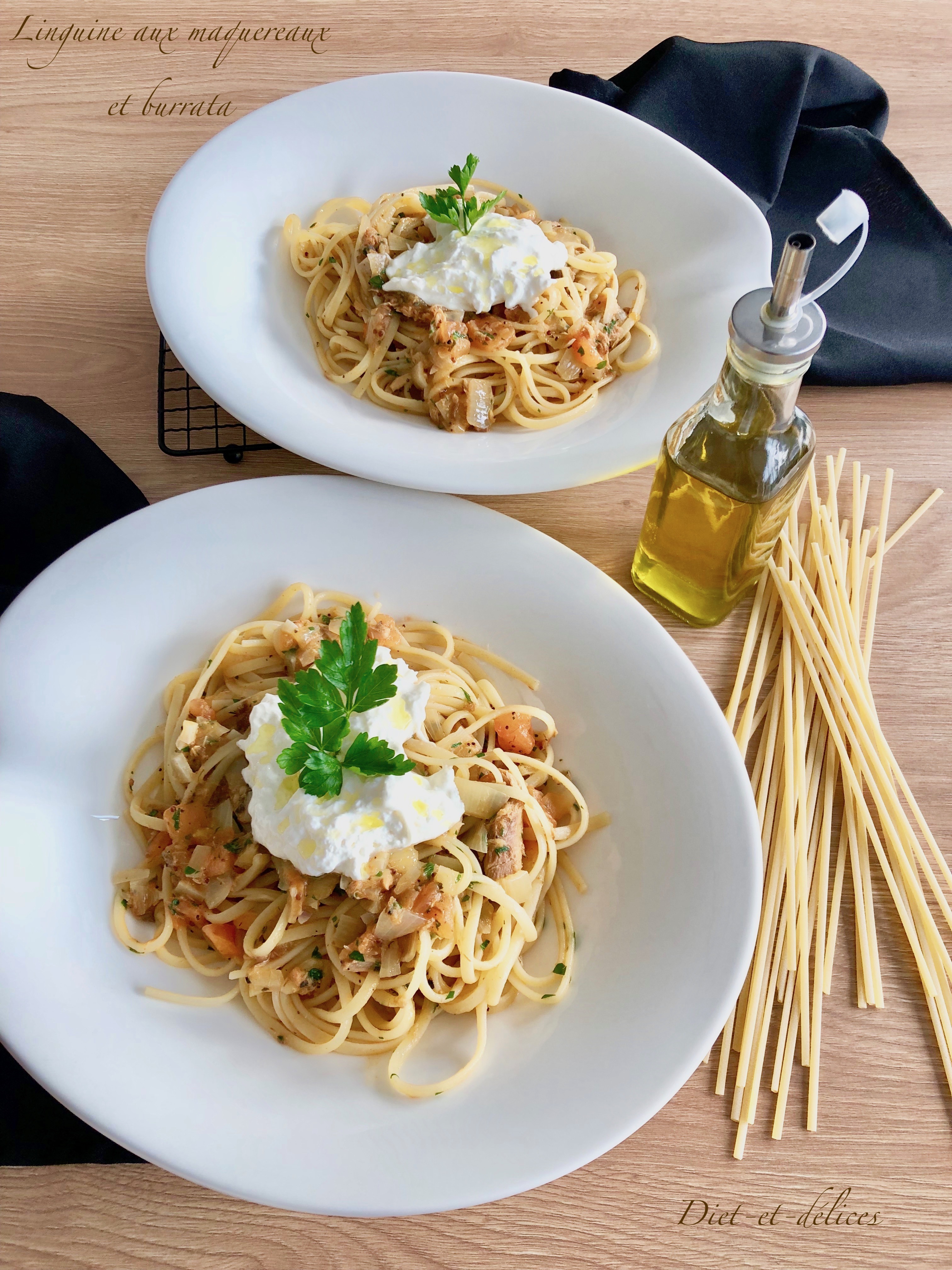 Linguine aux maquereaux et burrata