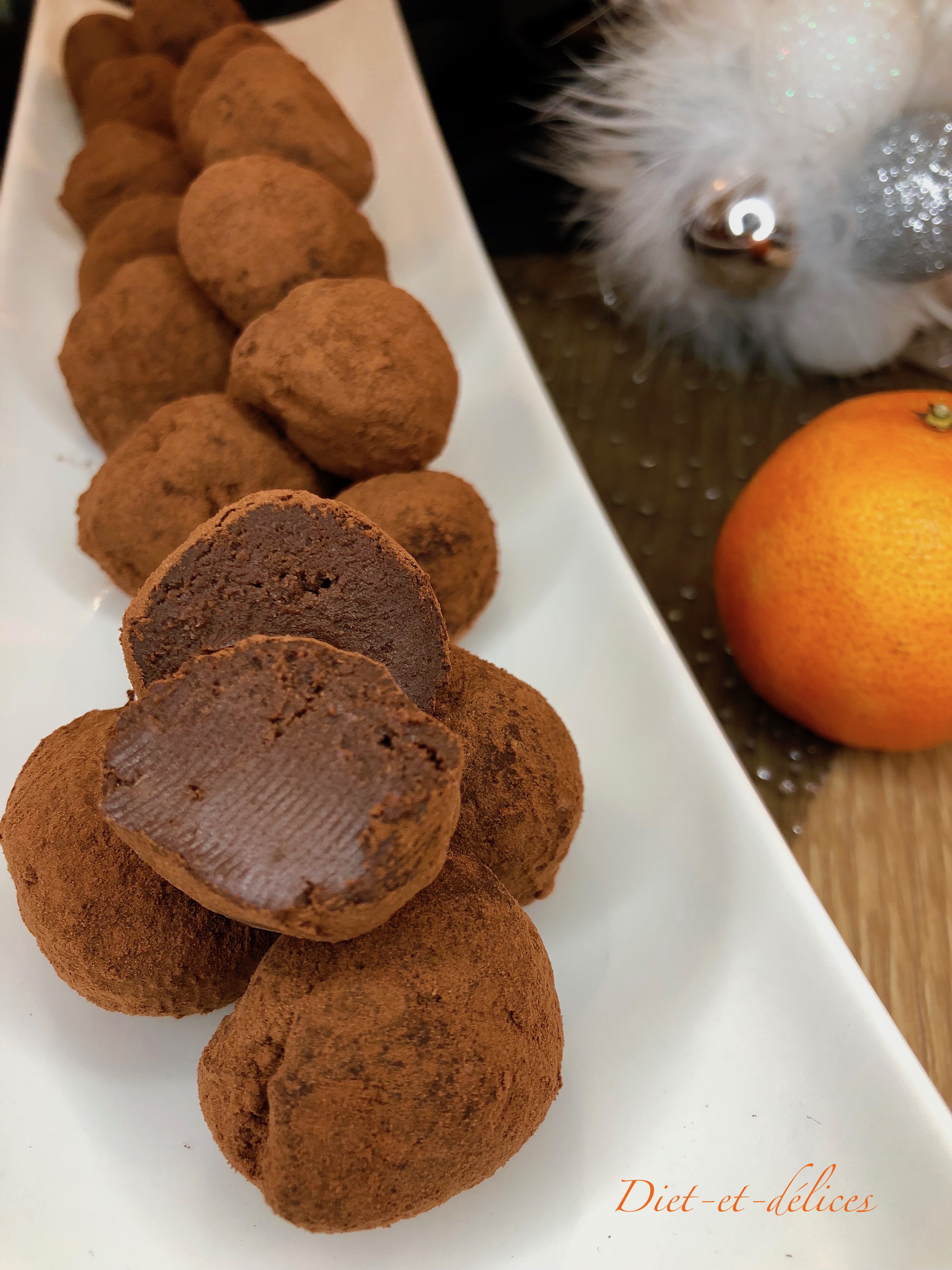 Truffes au chocolat et zestes de clémentines