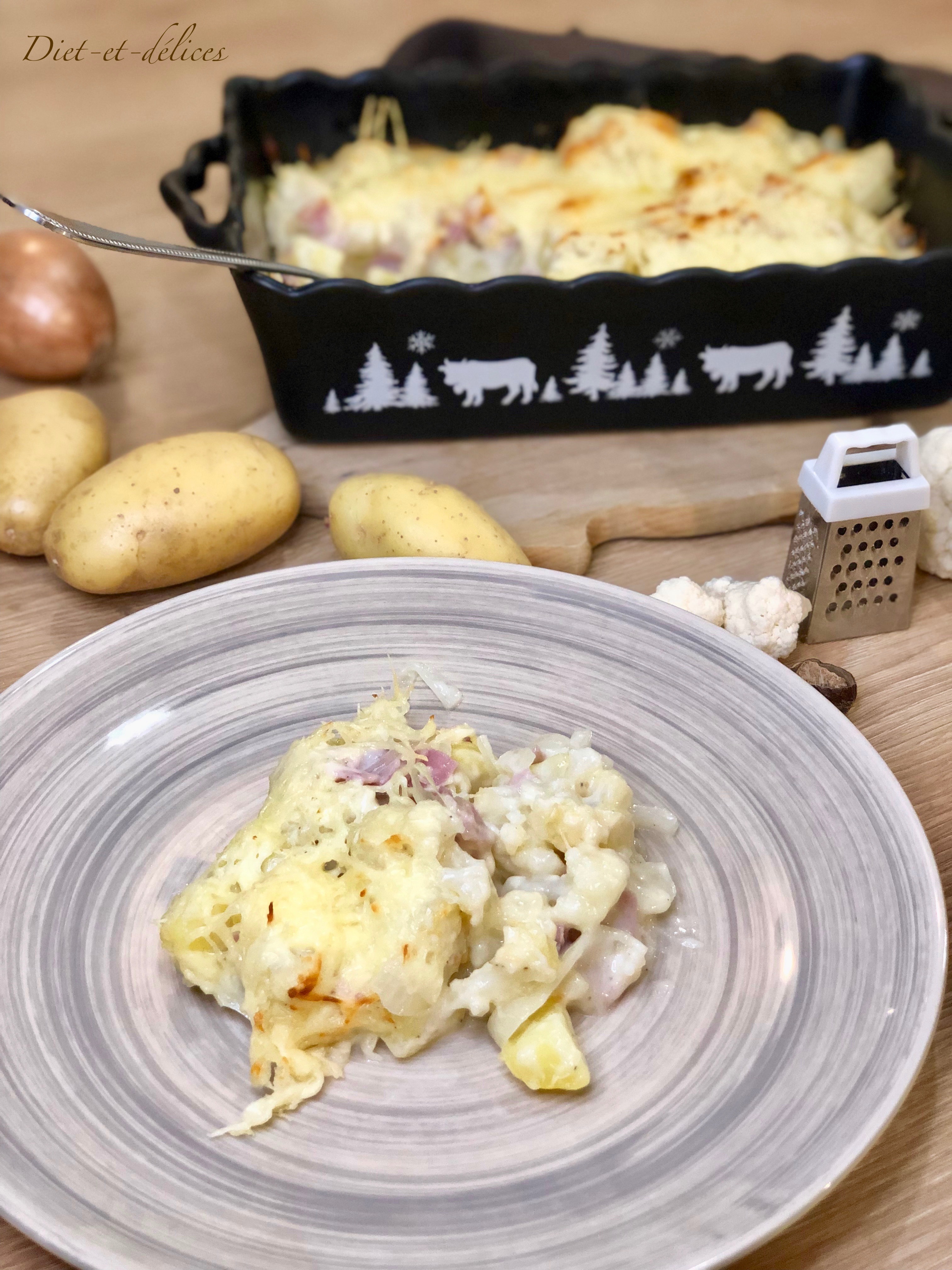 Gratin de chou-fleur et pommes de terre à la béchamel allégée