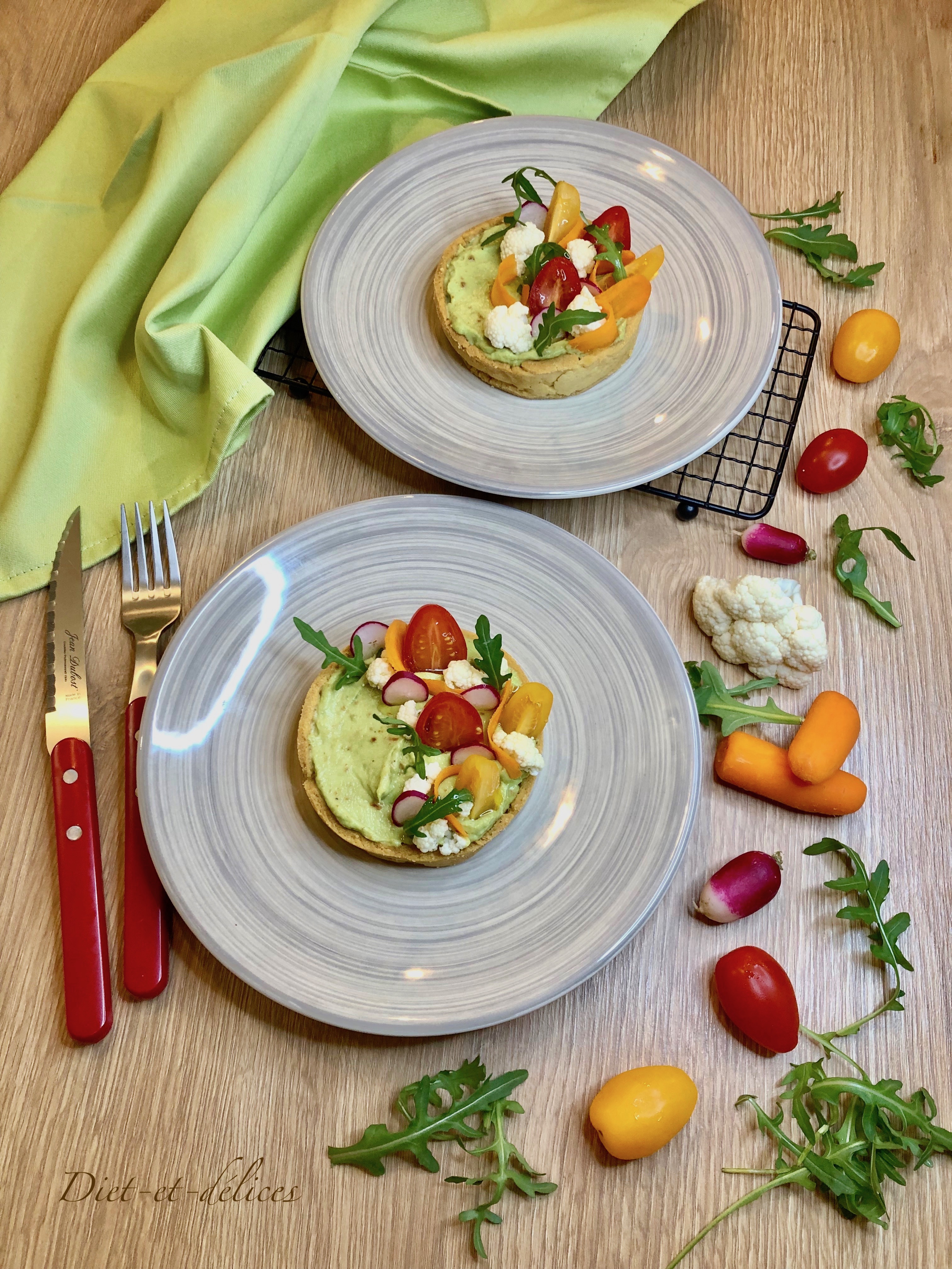 Tartelettes fraîcheur au guacamole et légumes croquants