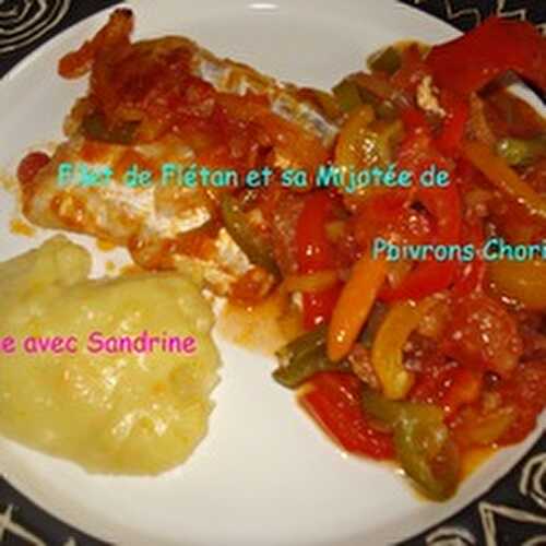 Des Filets de Flétan et leur Mijotée de Poivrons et Chorizo