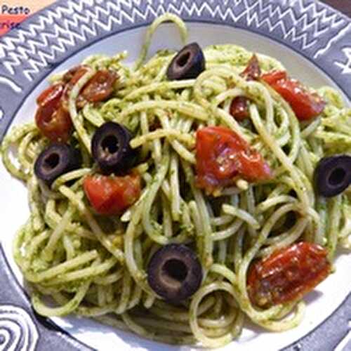 Des Spaghettis au Pesto et Tomates cerise (sans viande)