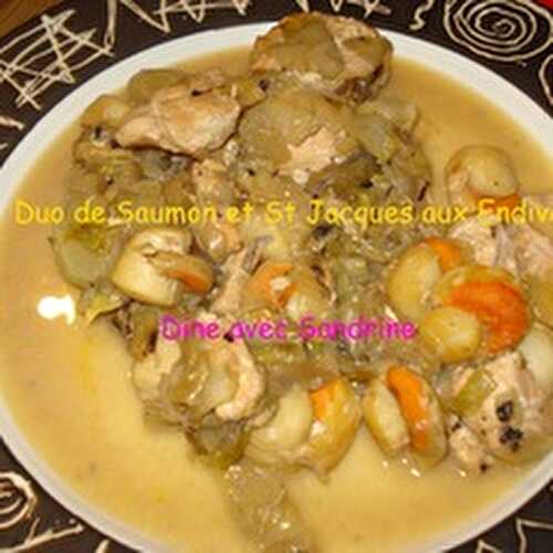 Un Duo de Saumon et St Jacques aux Endives Caramélisées