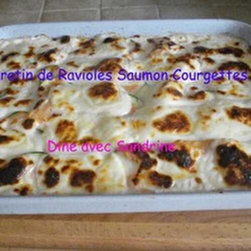 Un Gratin de Ravioles au Saumon et Courgettes