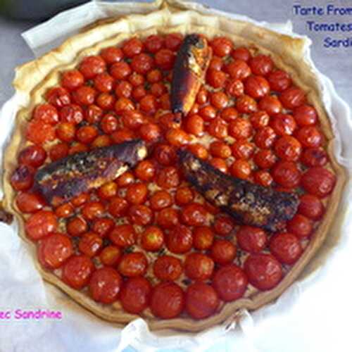 Une Tarte au Fromage frais, Tomates cerise et Sardines
