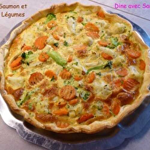 Une Tarte au Saumon et Mix de Légumes