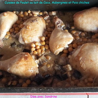 Des Cuisses de Poulet au Lait de Coco, Aubergines et Pois chiches