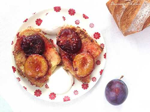 Pain Perdu Amande Cardamone et Prunes Rôties au Miel