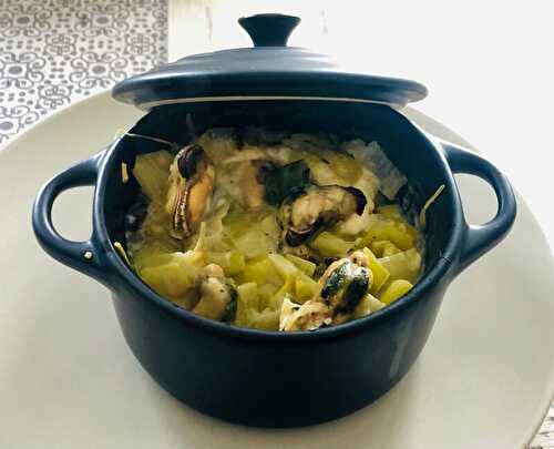 Moules aux poireaux sauce légère